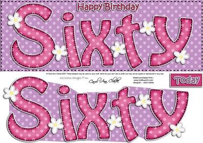 60th Birthday Large Dl Quick Card N 3D Decoupage