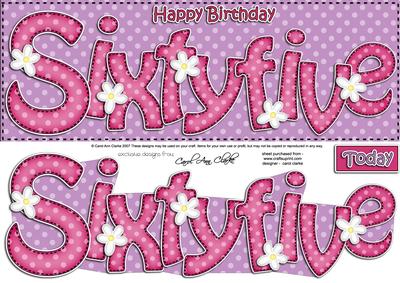 65th Birthday Large Dl Quick Card N 3D Decoupage