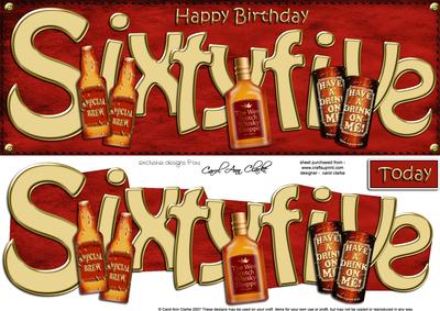 65th Birthday Large Dl Quick Card N 3D Decoupage