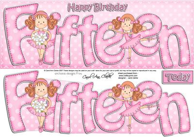 15th Birthday Large Dl Quick Card N 3D Decoupage