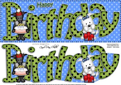 Scottie & Westie Dog Large Dl Birthday 3D Decoupage