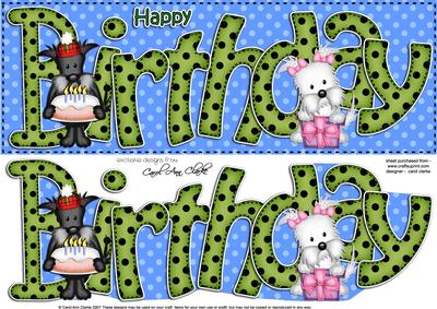 Scottie & Westie Dog Large Dl Birthday 3D Decoupage