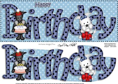 Scottie & Westie Dog Large Dl Birthday 3D Decoupage