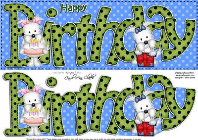 Westie Dog's Large Dl Birthday 3D Decoupage