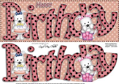 Westie Dog's Large Dl Birthday 3D Decoupage