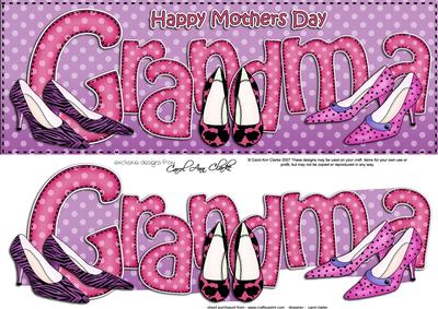 Large Dl Mothers Day Grandma Shoes Quick Card 3D Decoupage