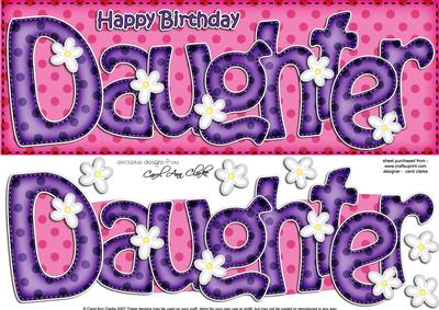 Large Dl Birthday Daughter Quick Card N 3D Decoupage