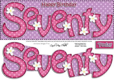 70th Birthday Large Dl Quick Card N 3D Decoupage
