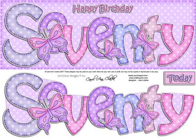 70th Birthday Large Dl Quick Card N 3D Decoupage