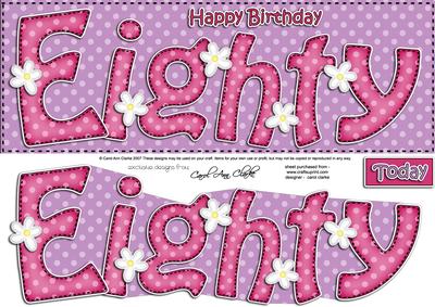 80th Birthday Large Dl Quick Card N 3D Decoupage