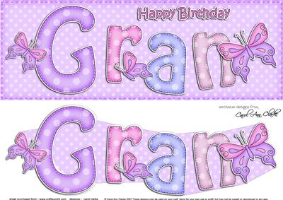 Large Dl Birthday Gran Butterflies Card & 3D Decoupage