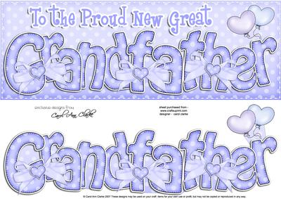 Large Dl New Great Grandfather Felties Card & 3D Decoupage