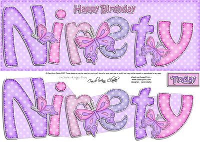 90th Birthday Large Dl Quick Card N 3D Decoupage