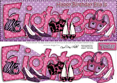 18th Birthday Ella Large Dl Quick Card N 3D Decoupage