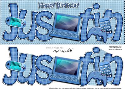 Birthday Justin Gadgets & Gizmos Large Dl 3D Decoupage