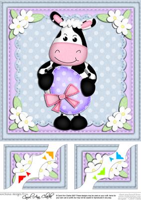 8 x 8 Milly Moo Cow's Easter Egg Scalloped Corner Topper