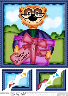 8 x 8 Frank Meerkat's Present Scalloped Corner Topper