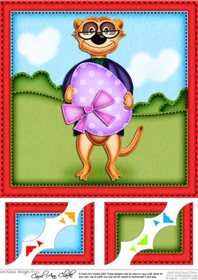 8 x 8 Frank Meerkat's Easter Egg Scalloped Corner Topper