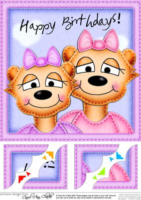 8 x 8 Meerkat's Birthday Scalloped Corner Topper