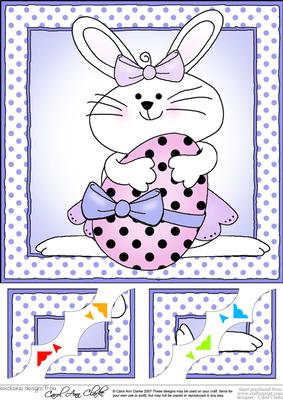 8 x 8 Little Bunny Girl's Easter Egg Scalloped Corner Topper