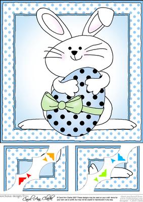 8 x 8 Little Bunny Boy's Easter Egg Scalloped Corner Topper