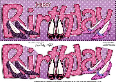 Large Dl Birthday Shoes Quick Card 3D Decoupage