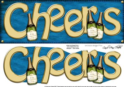 Large Dl Champagne Cheers Quick Card 3D Decoupage