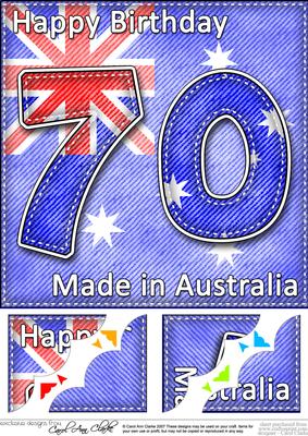 8 x 8 Flying the Flag Aus 70th Birthday Scalloped Topper