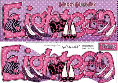 18th Birthday Large Dl Quick Card N 3D Decoupage