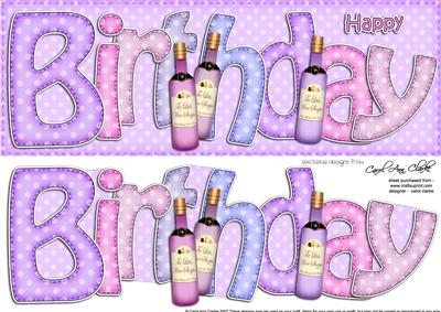Birthday Wines Large Dl 3D Decoupage
