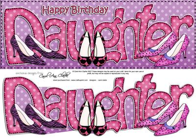 Large Dl Birthday Daughter Shoes Quick Card 3D Decoupage