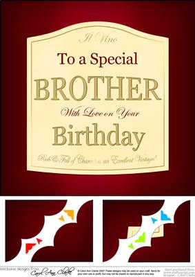 8 x 8 Birthday Brother Wine Label Scalloped Corner Topper