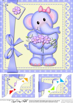 8 x 8 Lola Elephant's Flowers Scalloped Corner Topper