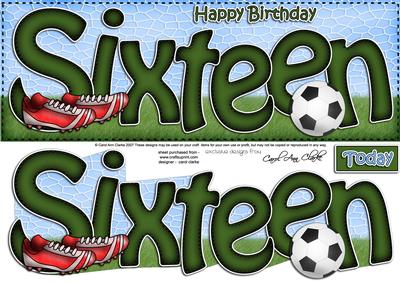 16th Birthday Large Dl Quick Card N 3D Decoupage