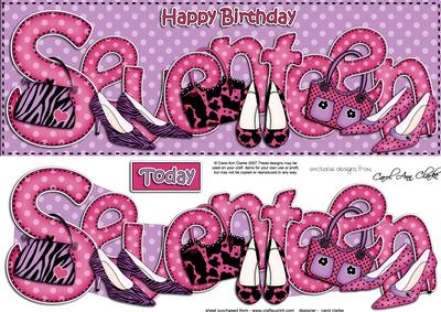 17th Birthday Large Dl Quick Card N 3D Decoupage