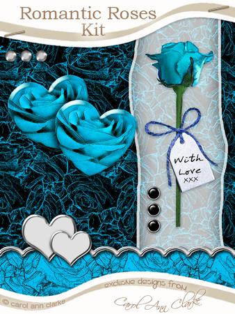 Romantic Roses Kit in Cyan with Step by Step Decoupage