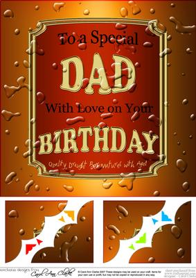 8 x 8 Birthday Dad Beer Label Scalloped Corner Topper