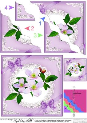 Clematis and Lace Wavy Corner Side Stacker Topper
