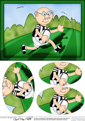 A5 Bert Plays Rugby Oval Pyramage Topper