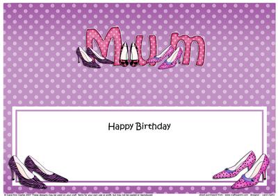 Large Dl Birthday Mum Shoes Matching Large Dl Insert