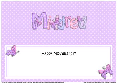 Mothers Day Mildred Butterflies Large Dl Matching Insert