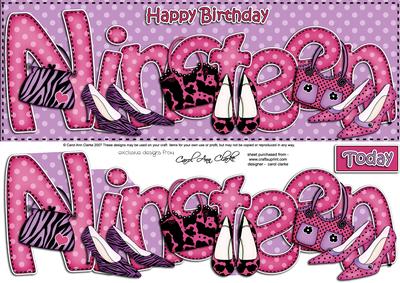 19th Birthday Large Dl Quick Card N 3D Decoupage
