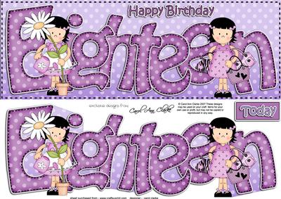 18th Birthday Large Dl Quick Card N 3D Decoupage