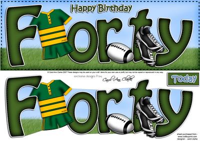 40th Birthday Large Dl Quick Card N 3D Decoupage