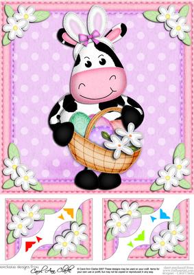 8 x 8 Milly Moo Cow's Easter Basket Scalloped Corner Topper