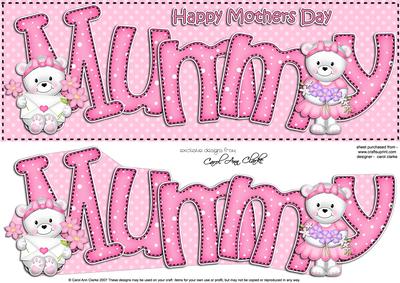 Large Dl Mothers Day Mummy Teddies Quick Card N 3D Decoupage