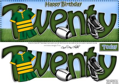 20th Birthday Large Dl Quick Card N 3D Decoupage