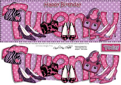20th Birthday Large Dl Quick Card N 3D Decoupage