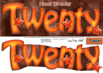 20th Birthday Large Dl Quick Card N 3D Decoupage