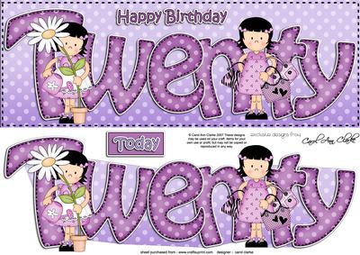 20th Birthday Large Dl Quick Card N 3D Decoupage